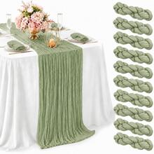 10 Pack Sage Green Cheesecloth Table Runner, Boho Gauze Table Runner, Rustic Semi Sheer Fabric Table Runner For Wedding, Bridal Shower, Baby Shower, Birthday Party, Farmhouse Dining Table Decor, Table Centerpiece And Home Decoration - A - View 29