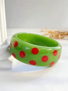1pc Dopamine Colorful Polka Dot Acrylic Bracelet, Ins Style Retro Hong Kong Style Exaggerated Wide Cuff, Suitable For Women's Daily Wear - Polka Dot Acrylic Bracelet - View 19