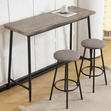 Counter table 3 - point set Bar table Dining set Fashionable wooden tone Adjustable legs High table set Soft seating cushion for two hanging Cafe Livi - グレー+スチール - チェックする 7
