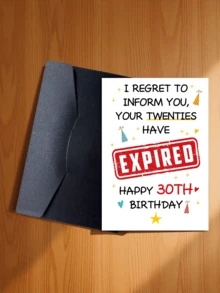 1pc Funny 30th Birthday Card, Suitable For Boyfriend/Girlfriend, Humorous 30th Birthday Commemorative Card, Your 20s Have Expired - Sets - View 14