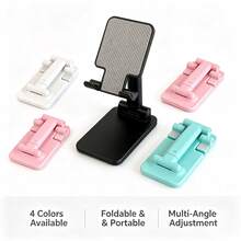1pc Adjustable Foldable Desktop Phone Stand, Portable Multi-Functional Slouchy Phone Holder, Suitable For Live Streaming, Online Classes And Video Watching, Universal Height And Angle Adjustable Smartphone Stand - A - View 7