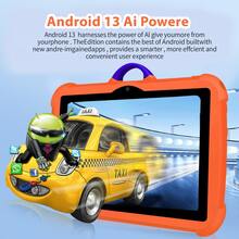 7英吋教育平板電腦 Android 13，4GB+64GB 四核心，IPS HD 螢幕，家長控制與學習遊戲，矽膠保護套，適合學生 - 粉色 - 查看 5