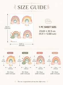 SUPSTICKER 1件/4件裝 彩虹愛心燈開關牆貼，可移除 PVC 自黏裝飾貼紙，適用於育兒室與兒童房，4款可選，4.84x3.14 英吋 - 彩色 - 查看 7