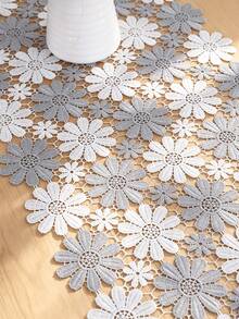 1件裝雛菊花卉蕾絲桌旗，鏤空刺繡桌旗，適用於餐桌、婚禮、派對、居家廚房、客廳裝飾 - 彩色 - 查看 5