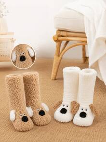 Women's Winter Plush Socks, Cute Dog Pattern, Thickened Coral Fleece Home Slippers Socks, Soft Warm Non-Slip Floor Socks, Suitable For Sleep And Leisure, Comfortable Home Essential, Holiday Gift And Christmas Gift - Dog Socks - View 10