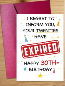 1pc Funny 30th Birthday Card, Suitable For Boyfriend/Girlfriend, Humorous 30th Birthday Commemorative Card, Your 20s Have Expired - Sets - View 1