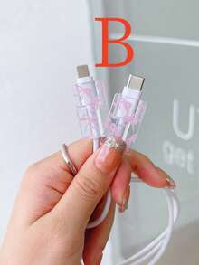 Cute Bow Charger Protector Case Suitable For UK 20W Fast Charging Adapter, Break-Proof Transparent Protective Cover For Phone, Triangular Plug Charger - Bow - View 8