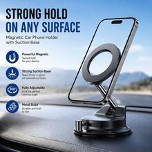 2026 New 2-In-1 Vacuum Suction Cup Magnetic Car Phone Holder, Direct Adsorption To Dashboard Leather, Key Lock Suction Cup Base - Epoxy Magnetic Holder - View 1