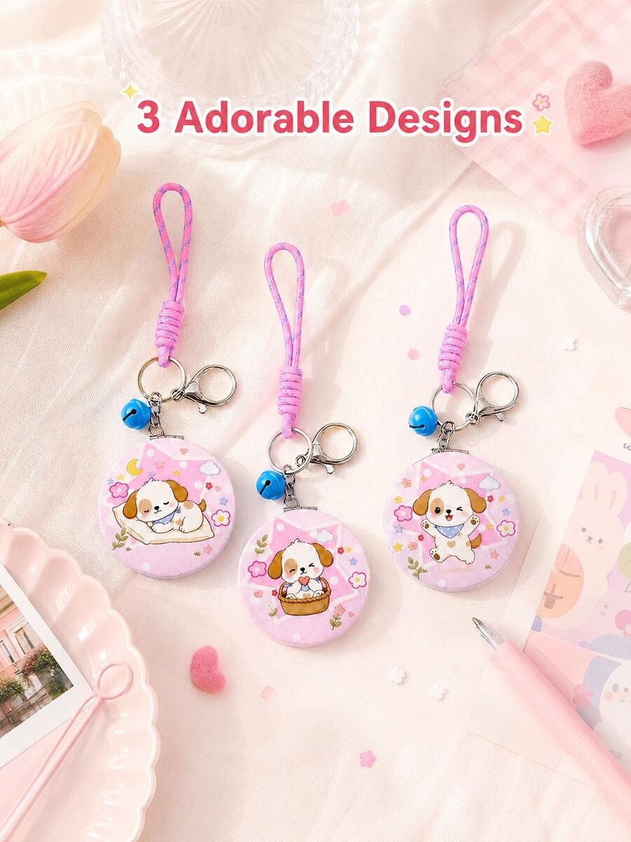 Soft‑Cute Puppy Round Makeup Mirror ‑ Fashion Shell Design, Durable Vanity Mirror. Handy Round Compact Mirror For Makeup Touch‑Up At Any Time. Used For Bridal Shower, Birthday Small Gifts, Gifts For Mom, Family And Lover - Multicolor - View 1