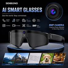 SENBONO Outdoor Sports 8PM Camera Smart Glasses Video, Audio Recording, Capture Even Offline And Sync To App Later, AI Voice Assistant, Travel Cycling,Perfect For First-Person Life Recording, Suitable Halloween And Christmas Gifts - View 6
