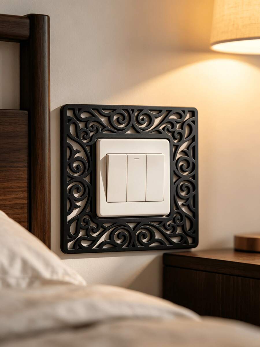 3D Printed Hollow Pattern Switch Cover, Creative Home Switch Decor With Practical Protective Function, Wraps Switch Edges, Compatible With New Chinese, Nordic, Pastoral And Other Home Decor Styles - Multicolor - View 1