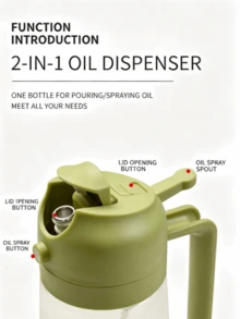 1pc Plastic Olive Oil Spray Bottle, Spray-Pour Dual-Use Multifunctional Oil Dispenser With Beautiful Pattern, Refillable And Compatible With Various Liquids, Lightweight For Home Use, Suitable For Kitchen Cooking, Salad Making, Outdoor BBQ, Baking, Kitchen Gadget, Cooking Supplies, BBQ Utensil Accessory - Multicolor - View 5