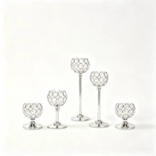 WAXJJDW 5pcs Rhinestone Crystal Candle Holders Metal Tea Light Candle Stands Tabletop Decor For Halloween, Thanksgiving, Christmas, New Year, Wedding Party - Classic Candlestick - View 12