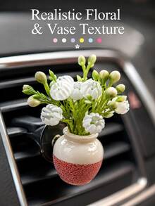 Mini Artificial Flower Vase Car Air Vent Clip Potted Plant Faux Flower Car Air Conditioner Vent Decor Cute Interior Accessory Women's Gift - A - View 3