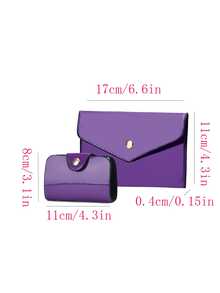 Women 3‑Piece Floral Embroidered Handbag Set, Patent Leather Top‑Handle Satchel Crossbody Bag With Purse & Card Holder - Violet Purple - View 10