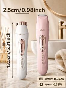 GENAI 3‑In‑1 Women's Electric Shaver, Rechargeable Hair Remover With Facial, Body & Nose Trimmer Heads, Painless Hair Removal Razor, Type‑C Charging Portable Grooming Tool - Multicolor - View 11