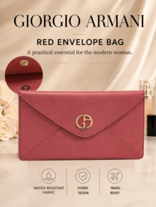 Giorgio Armani Armani Red Envelope Bag, 26.8*2*17.5 Cm, Magnetic Closure, Lightweight, Easy To Carry, Easy To Clean, Simple And Elegant, Exquisite Stitching, Suitable For Daily Use - Red - View 2