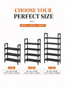 1pc Multi-Layer Metal Shoe Rack, 3/4/5 Tiers Optional Shoe Storage Rack, Sturdy Open Design Shoe Shelf, Easy Assembly Space-Saving Shoe Organizer, Suitable For Entryway, Hallway, Bedroom Home Storage - Black - View 7
