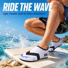 Minimalist White Striped Water Shoes, Outdoor Sports Creeking Shoes, Essential Gear For Swimming, Diving And Surfing, Quick-Dry Upper, Anti-Slip And Wear-Resistant Sole - White - View 4