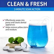 JAYSUING Denture & Retainer Cleaning Effervescent Tablets, Soak To Remove Stains & Reduce Odor, Denture & Retainer Accessory Cleaning Tablets - Solid State - View 3