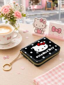 SANRIO 1pc Hello Kitty Small Wallet For Women Girls, Cute Zip Around Coin Purse With Multiple Card Slots, Zipper Coin Pocket And Keychain Ring - Multicolor - View 9