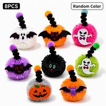 1PC/3PCS/5PCS/8PCS Halloween Colorful Spring Pom Pom Cat Teaser Toy, Self-Play Boredom Relief Kitten Chew And Teething Toy, Durable Interactive Pet Supplies, Random Color, Battery Not Included - Multicolor - View 13