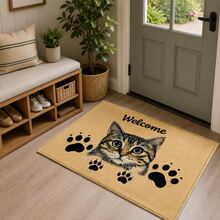 1pc, Calico Cat Pattern Printed Faux Cashmere Kitchen Mat, Absorbent Kitchen Floor Mat, Kitchen Rug, Long Strip Foot Mat, Sink Front Mat, Suitable For Kitchen, Bathroom, Entryway, Hallway, Laundry Room And Home Decor - Multicolor - View 5