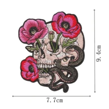 1pc Skull, Flower And Snake Hippie Punk Rock Anime Cartoon Riding Adventure Funny Cool Patch Embroidered Badge Personalized DIY Clothing Accessory Material Embroidery Sewing Iron-On Patch Decoration For Clothes, Pants, Down Jacket, Chest Badge, Shoes, Hats, Bags, Repair Patch - Multicolor - View 2