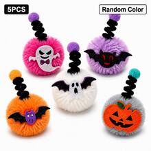 1PC/3PCS/5PCS/8PCS Halloween Colorful Spring Pom Pom Cat Teaser Toy, Self-Play Boredom Relief Kitten Chew And Teething Toy, Durable Interactive Pet Supplies, Random Color, Battery Not Included - Multicolor - View 15