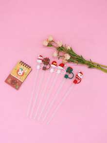 12/6/1pc Christmas Themed Straw Caps, 10mm Reusable Dust-Proof Straw Caps, Cute Snowman, Christmas Tree And Reindeer Patterns, Suitable For Daily Office, Home And Travel, Also An Excellent Christmas Gift - Gold - View 2