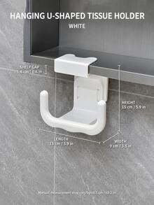 U-Shaped Face Towel Storage Box Under Mirror Cabinet, Hanging No-Drill Bathroom Toilet Tissue Box Organizer Shelf - Multicolor - View 8