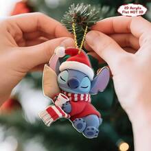 Panini Stitch Christmas Tree Ornaments, 2D Flat Acrylic Hanging Decorations, Cute Character Pendant For Xmas Tree Home Holiday Party Decor - Random Styles - View 8