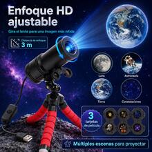 Mini Proyector Estelar HD de Galaxia y Astronauta para Cuarto de Niños, Proyector de Estrellas con Trípode Flexible Ajustable de 360°, Enfoque Manual y 3 Diapositivas Intercambiables, Conexión USB con Interruptor para Pijamadas y Recámara - Tipo de Enchufe A USA (110-127V) - Ver 3