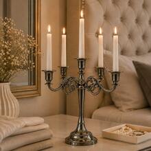 5-Arm Candelabra Candle Holder, Elegant 5-Light Taper Candle Stand Centerpiece For Wedding Table, Dining Room, Party, Holiday, Mantel & Home Decor - Five-armed Candlestick - View 14