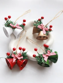 8pcs Christmas Decorative Painted Horn Bell Ornaments, Multi‑Color Accessories, Rope Hanging Decor, Window & Party Hanging Ornaments, Festive Atmosphere Pendants - Multicolor - View 7
