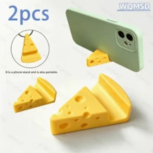 2/1pc INS Style Mini Cheese Phone Stand, Yellow & White Color Options, Compact & Portable Keychain Pendant, Lightweight Space-Saving Design, Hands-Free Desktop Phone Holder For Watching Videos And Short Clips, Creative Phone Base For Travel And Home Use - Little Cheese - View 10