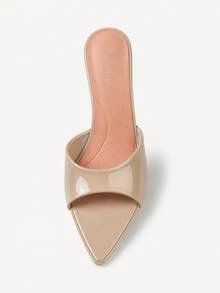 Women's Pointed Toe Mule Heels, Camel Low Block Heel Sandals, Stylish Versatile Casual Shoes - Camel - View 4