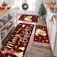 1/2/3pcs Christmas Theme Kitchen Rug, Flannel Kitchen Mat, Comfortable Soft Absorbent Non-Slip Machine Washable With Anti-Slip Backing, Multi-Functional Home Mat For Doorway, Living Room, Bedroom, Kitchen, Dining Room, Bathroom, Laundry Room, Patio, Entryway, Christmas Holiday Decor - Multicolor - View 13