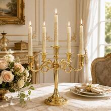 5-Arm Candelabra Candle Holder, Elegant 5-Light Taper Candle Stand Centerpiece For Wedding Table, Dining Room, Party, Holiday, Mantel & Home Decor - Five-armed Candlestick - View 11