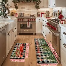 1/2/3pcs Christmas Theme Kitchen Rugs, Flannel Kitchen Mats, Soft Comfortable Absorbent Non-Slip Machine Washable With Non-Slip Backing, Multi-Functional Home Floor Mats For Doorway, Living Room, Patio, Bedroom, Kitchen, Dining Room, Laundry Room, Bathroom, Entryway, Holiday Christmas Decor Mat - Multicolor - View 16