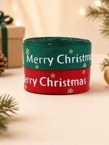 Classic Holiday Polyester Satin Ribbon, Printed With Merry Christmas Letters, Christmas Tree And Snowflake Patterns, Red And Green Decorative Gift Wrapping Ribbon, Suitable For Gift Wrapping, DIY Bow Making, Handmade Projects, Wreath Decoration, Holiday Parties And Winter Celebrations - One Size - View 5