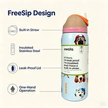 FIFA Stainless Steel Insulated Water Bottle, Leak-Proof Flip Lid With Built-In Straw, Reusable Travel Cup, Suitable For Sports, Gym, School And Outdoor Activities, Keeps Drinks Cold, Great Gift Choice - Multicolor - View 2