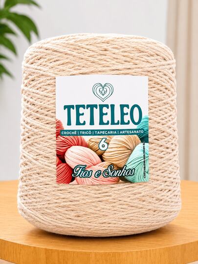 Barbante Premium Teteleo Nº6 400 Metros | 85% Algodão | Macio e Sem Poeira