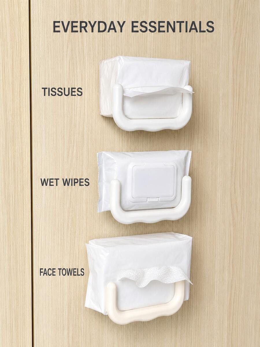 U-Shaped Face Towel Storage Box Under Mirror Cabinet, Hanging No-Drill Bathroom Toilet Tissue Box Organizer Shelf - Multicolor - View 1