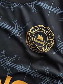 Manchester Style Customized Men's Football Jersey & & Man & Customizable Name & Number & Lightweight Sports Top & Breathable, Moisture-Wicking, Quick-Drying & Training, Daily, Gift & Viking - Black - View 6