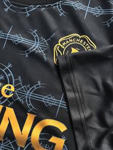 Manchester Style Customized Men's Football Jersey & & Man & Customizable Name & Number & Lightweight Sports Top & Breathable, Moisture-Wicking, Quick-Drying & Training, Daily, Gift & Viking - Black - View 7