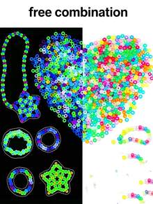 1000/2pcs Fluorescent Glow Horseshoe Beads, 9mm Plastic Handmade Beads, Suitable For DIY Jewelry Making, Ideal For Friendship Bracelets, Necklaces And Hair Braiding Projects, 9 Vibrant Fluorescent Colors, Lightweight And Easy To Thread - Mixed Style - View 1