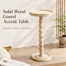 1pc Minimalist Round Solid Wood Coffee Side Table, Tea Table, Portable Multi-Functional Storage Wooden Table, Service Table For Candle Holder, Plant Stand, Suitable For Living Room, Bedroom, Sofa Side, Coffee Corner, Balcony, Garden, Fits Various Home Decor Styles - Multicolor - View 4