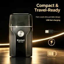 Kemei Men's Portable Electric Shaver, Professional Beard Trimmer, USB Rechargeable Electric Shaver, Hair Clipper, Reciprocating Electric Shaver, For Everyday Use, A Suitable Gift For Boyfriends And Fathers. - Multicolor - View 5