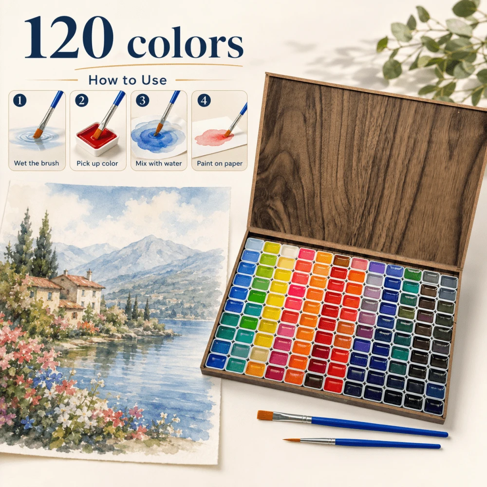84/120 Colors Solid Watercolor Paint Set, Professional Painting ...